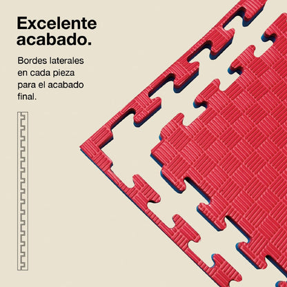 Tatami Puzzle 4cm 100x100cm – Superficie 5 Líneas Azul/rojo Jowy_2