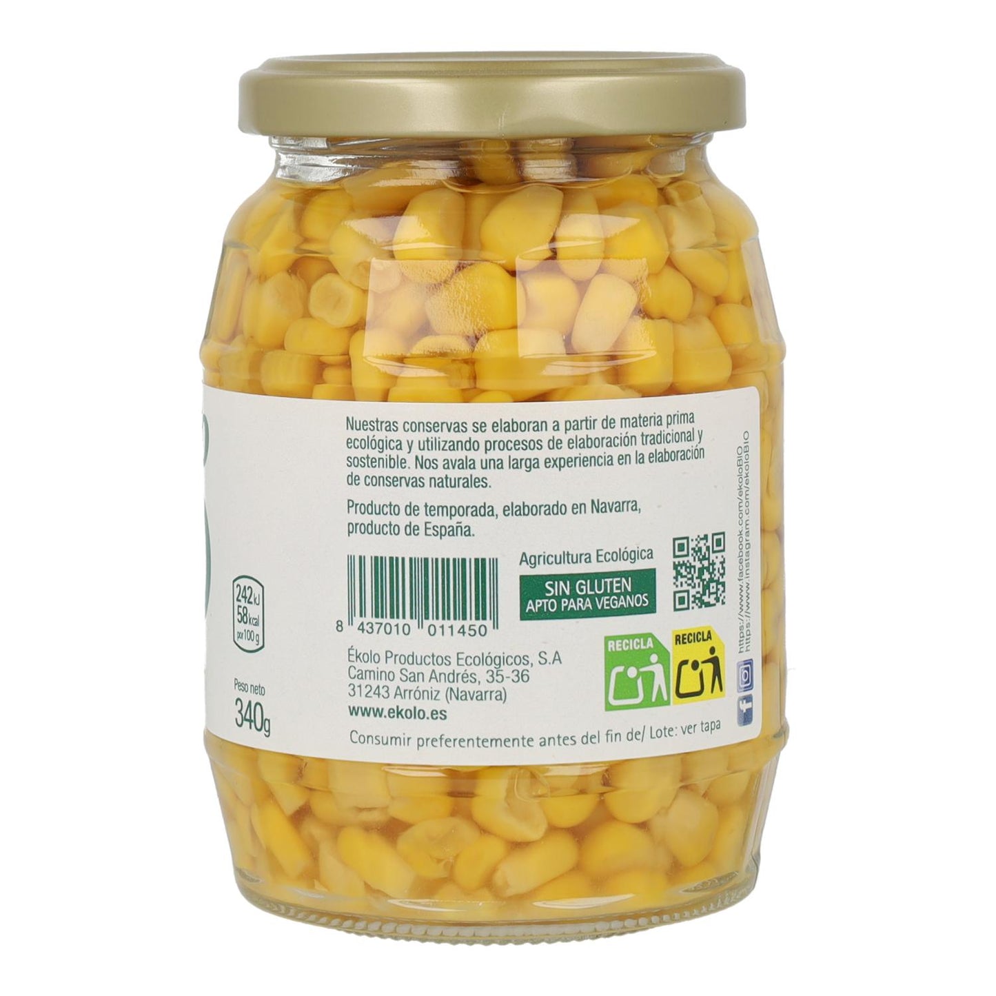 Maíz Dulce Bio Ekolo 210 g