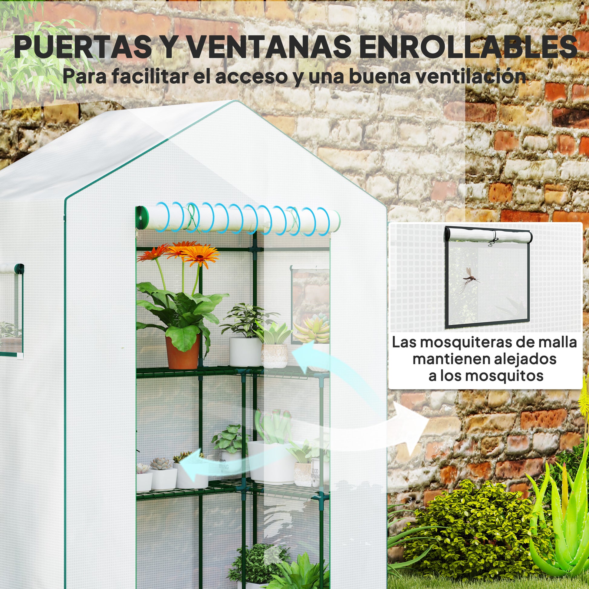 Outsunny Invernadero Para Jardín Con 1 Puerta 2 Ventanas 140x73x190 Cm Blanco_5