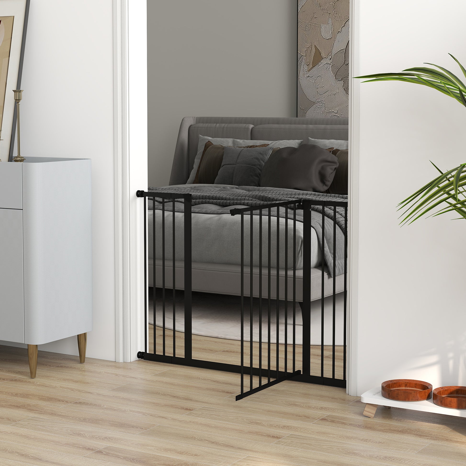 Pawhut Barrera De Seguridad Extensible Puertas Escaleras Metálica Para Perros_4
