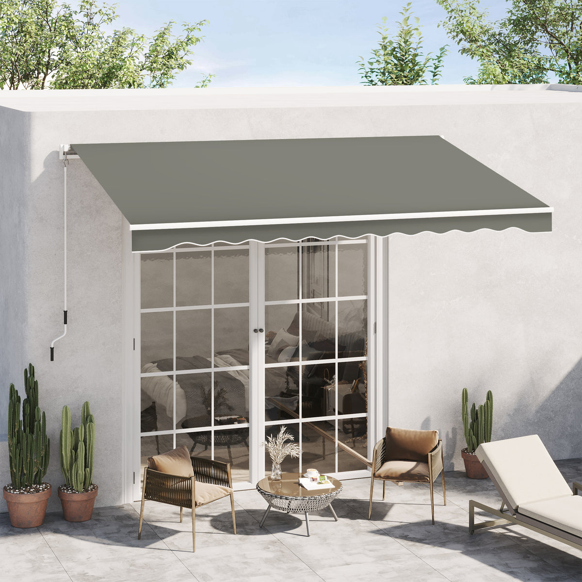 Outsunny Toldo Manual Retráctil 350x250 Cm Con Manivela De Metal Gris_1