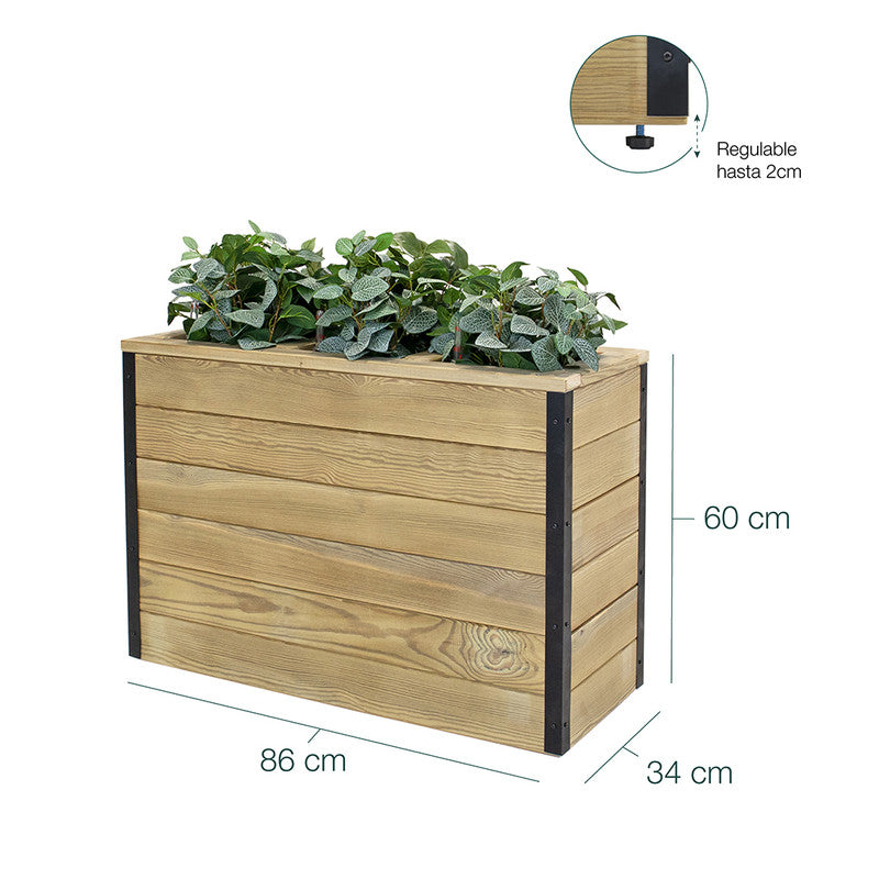 Jardinera Con Autorriego De Madera Nidum Interior Y Exterior Hortalia 86x34x60 Cm_5