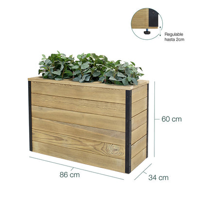 Jardinera Con Autorriego De Madera Nidum Interior Y Exterior Hortalia 86x34x60 Cm_5