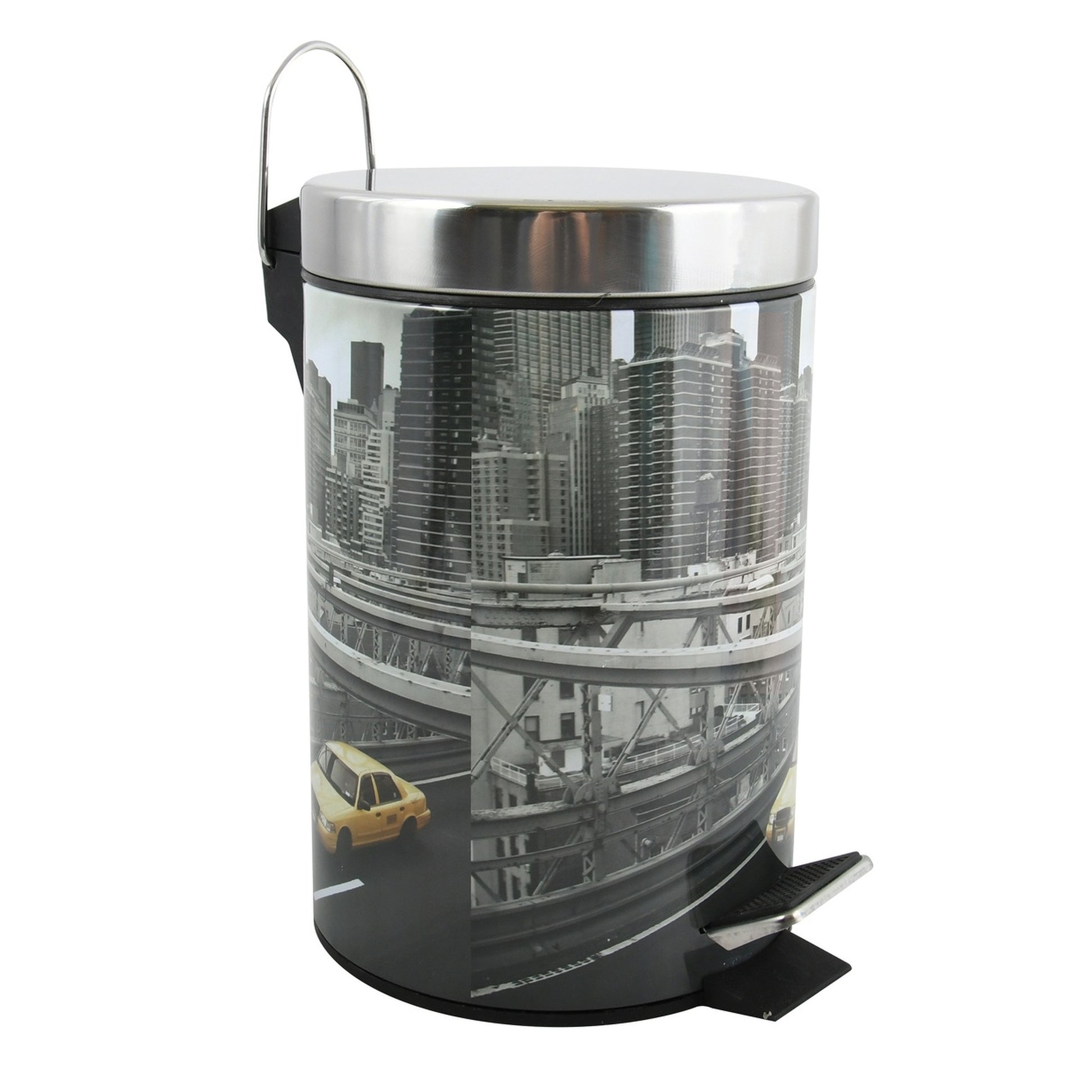 Cubo De Basura 3l Con Tapa Msv "new York" De Acero Inoxidable 16,5 X 25,6 Cm_0