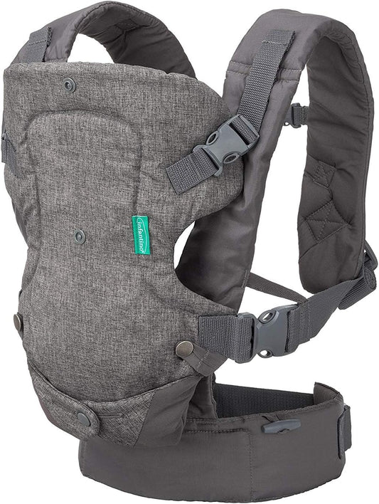 Infantino Mochila Portabebé Flip Advanced 4-en-1 Con Babero, Ergonómica, Convertible, Bebés De 3,6 A 14,5 Kg, Gris_0