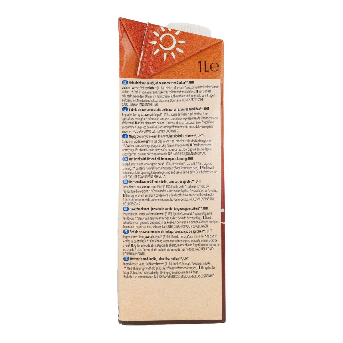 Pack 8 uds Bebida Avena con Omega 3 BIO Natumi 1 L