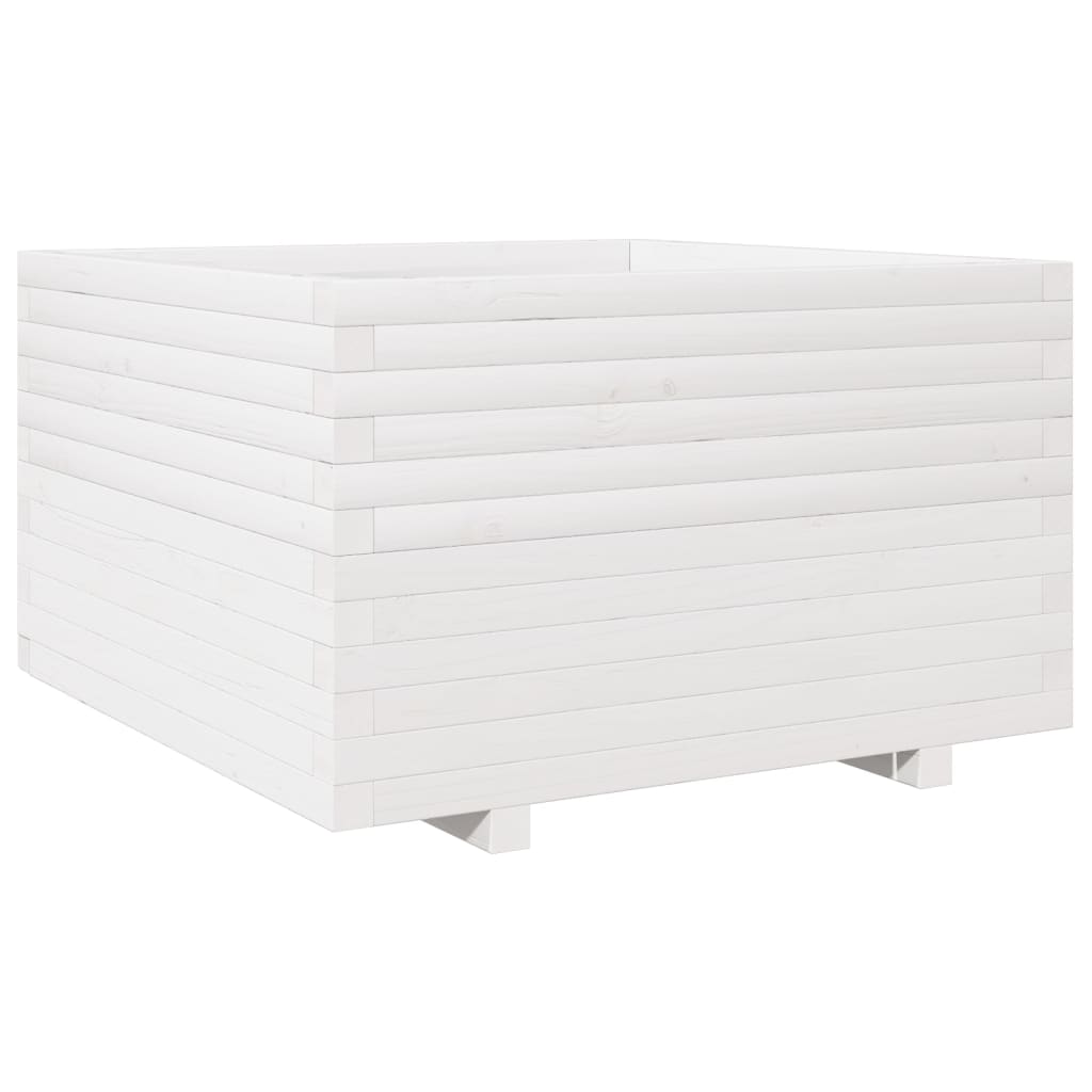 Jardinera Madera Maciza De Pino Blanco 80x80x49,5 Cm_0