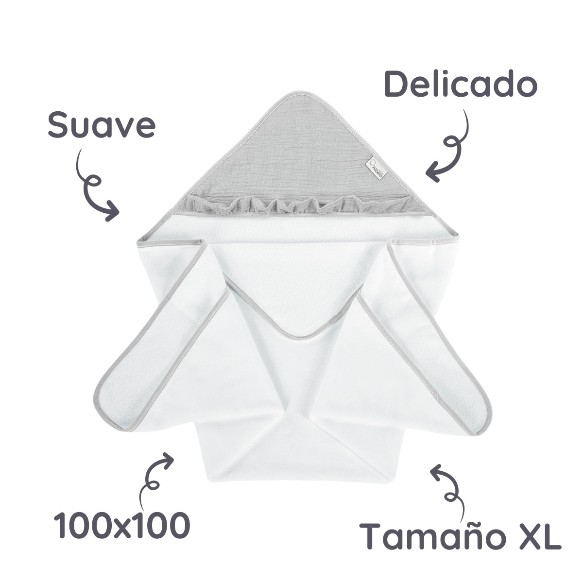 Maxicapa De Baño Para Bebés Cotton Color Gris_3