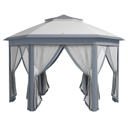Carpa Plegable Outsunny Poliéster, Metal Gris 405x340x285 Cm_0