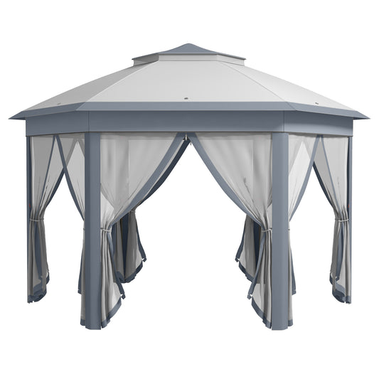 Carpa Plegable Outsunny Poliéster, Metal Gris 405x340x285 Cm_0