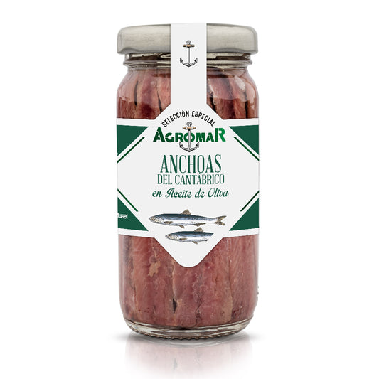 Anchoa del Catábrico en Aceite de Oliva en Tarro de Vidrio AGROMAR 18-20 filetes (55 g peso escurrido)