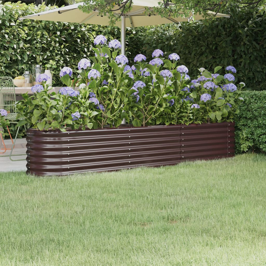 Jardinera Arriate Acero Galvanizado Marrón 224x40x36 Cm_1