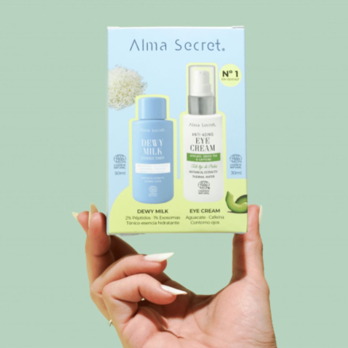 Cofre Contorno ojos aguacate 30 ml + Mini tónico dewy milk 50 ml