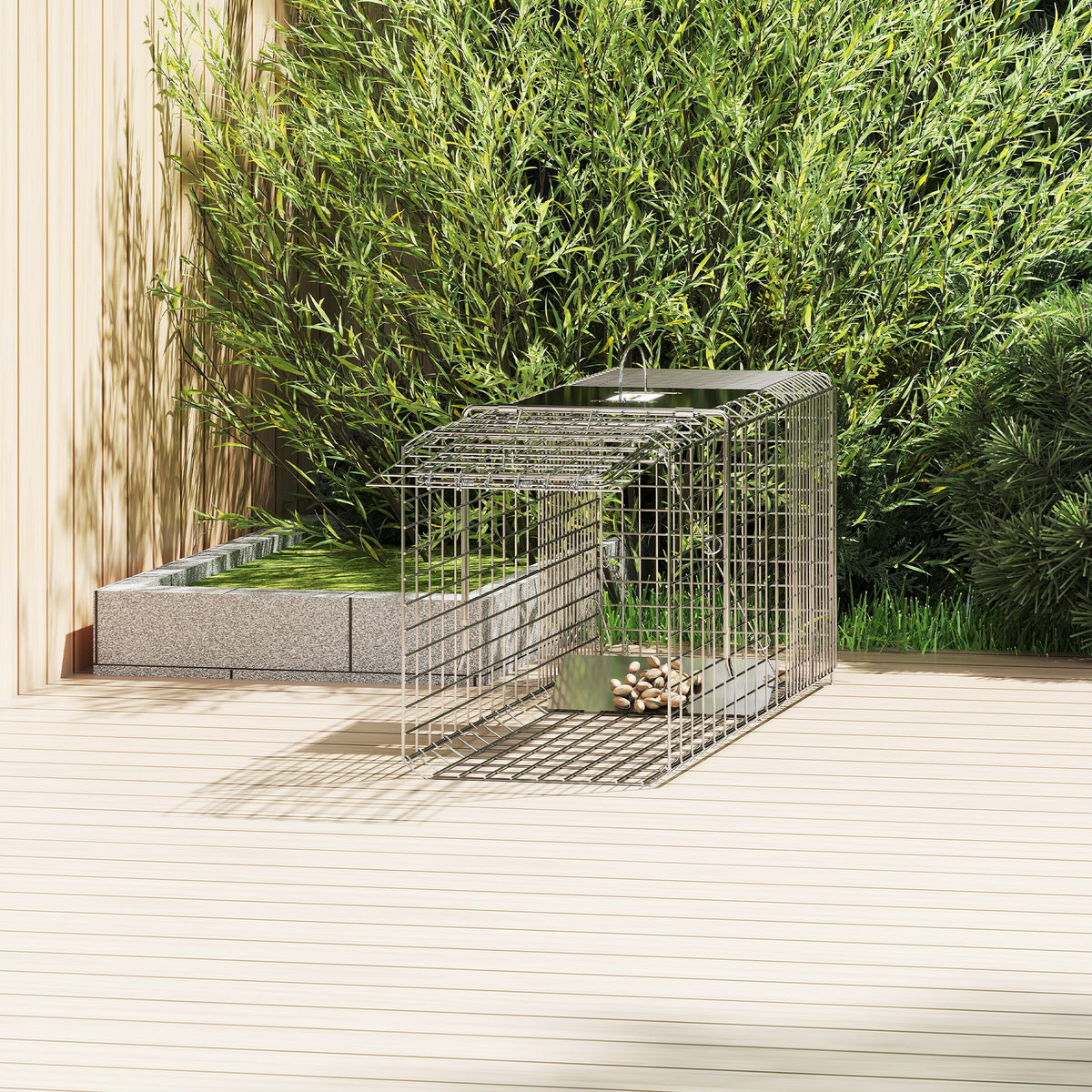 Trampa Para Animales Outsunny 81x26x34.5 Cm Plata_1