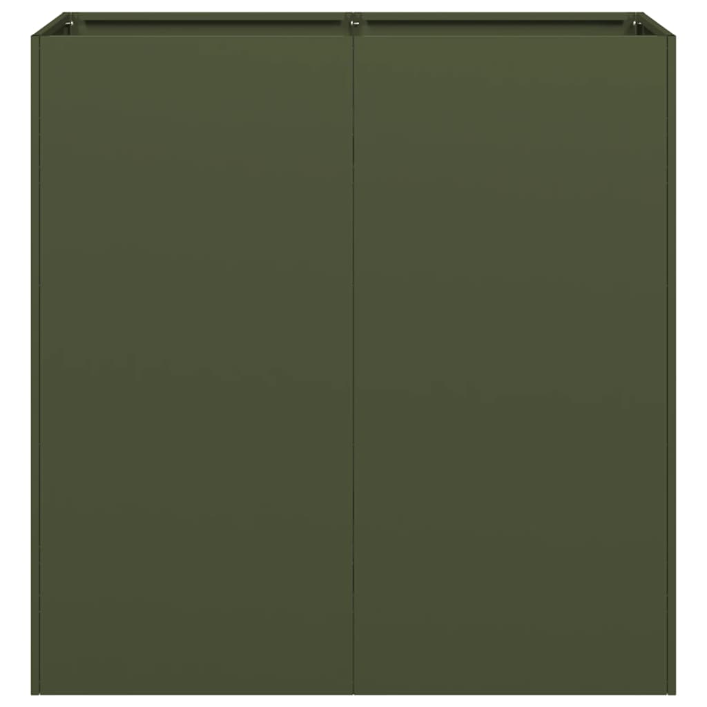Jardinera De Acero Laminado En Frío Verde Oliva 80x40x80 Cm_3