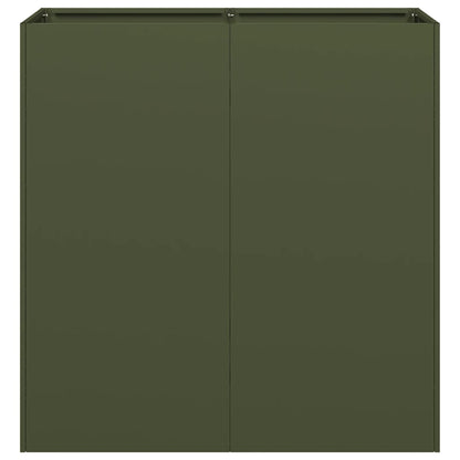 Jardinera De Acero Laminado En Frío Verde Oliva 80x40x80 Cm_3