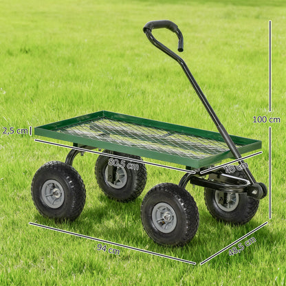 Outsunny Carro De Jardín Con Ruedas Grandes Mango Revestido Carga 150 Kg Negro_2
