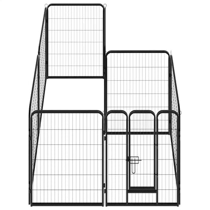 Corral Para Perros 8 Paneles De Acero 80x100 Cm Negro_2
