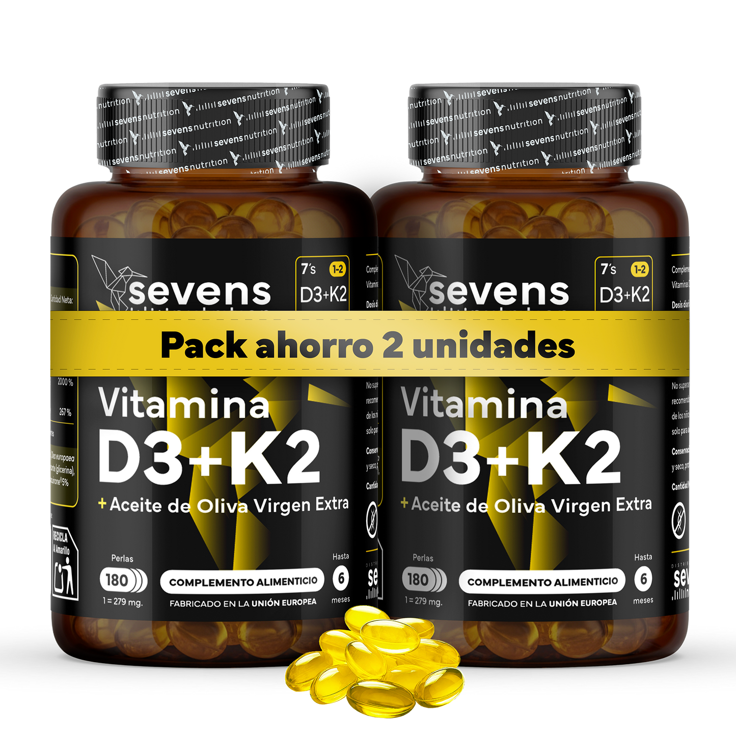 Pack 2x Vitamina D3 + K2 Sevens Nutrition. Saúde Óssea._0