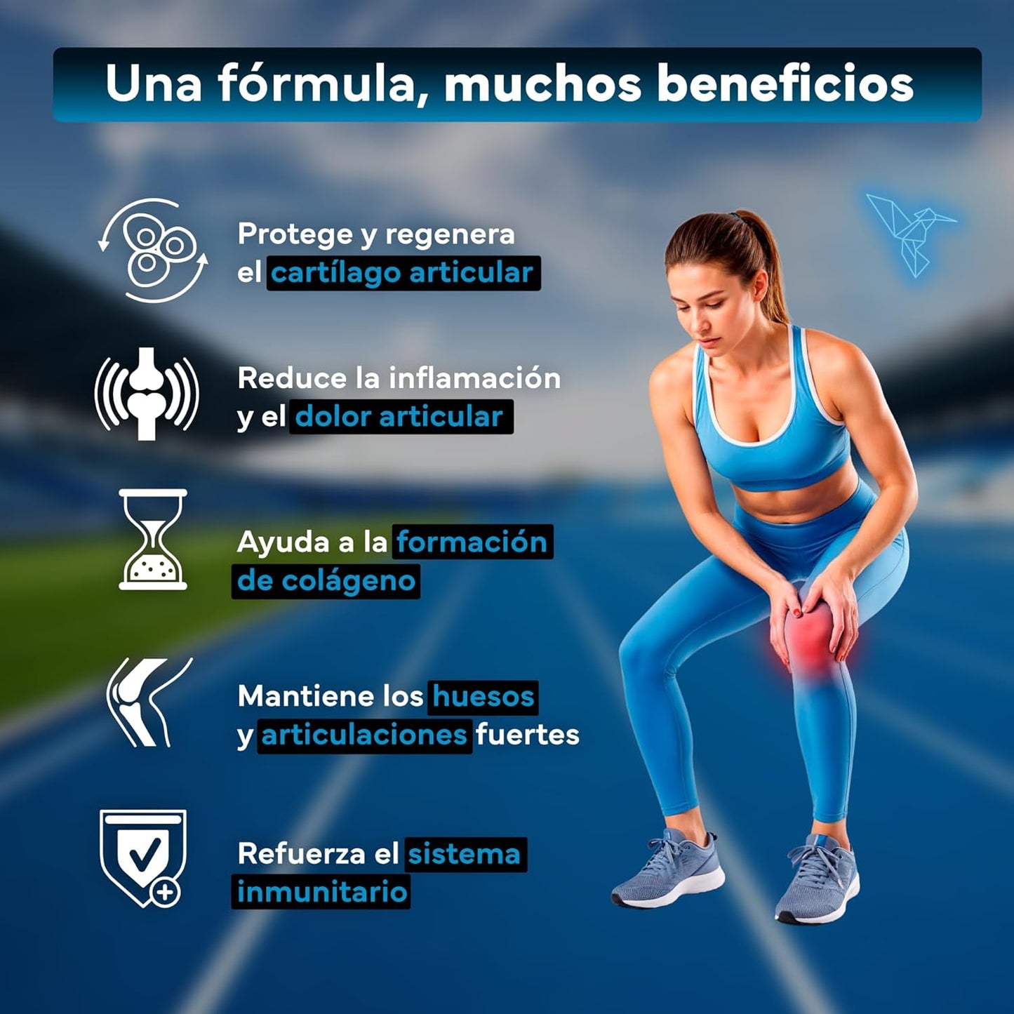 Glucosamina con Condroitina MSM Boswellia Vitaminas C y D3 Sevens Nutrition 180 cápsulas