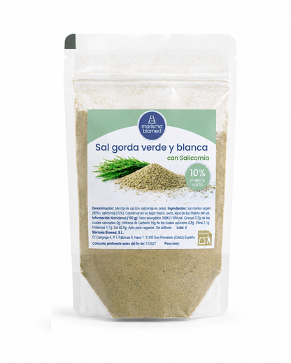 Sal Gorda Verde Y Blanca | Salicornia Y Sal Marina Virgen Bio | 10% Menos Sodio 250 g_0