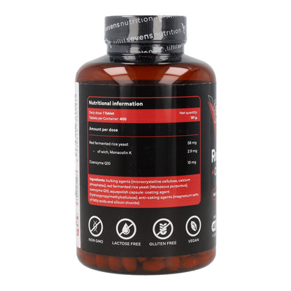 Levadura de Arroz Rojo con Monacolina K y CoQ10 Sevens Nutrition 400 cápsulas