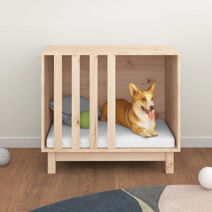 Caseta Para Perros Madera Maciza De Pino 70x50x62 Cm_2