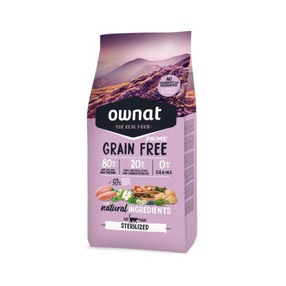 Pienso Ownat Grain Free Prime Sterilized para Gatos esterilizados 8 kg