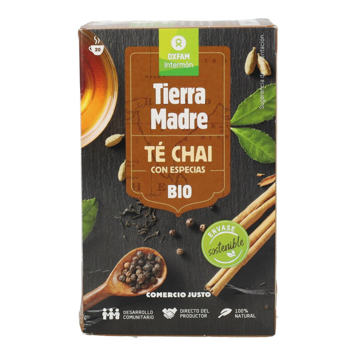 Té chai con especias Comercio Justo bio  Tierra Madre Oxfam Intermón 40 g