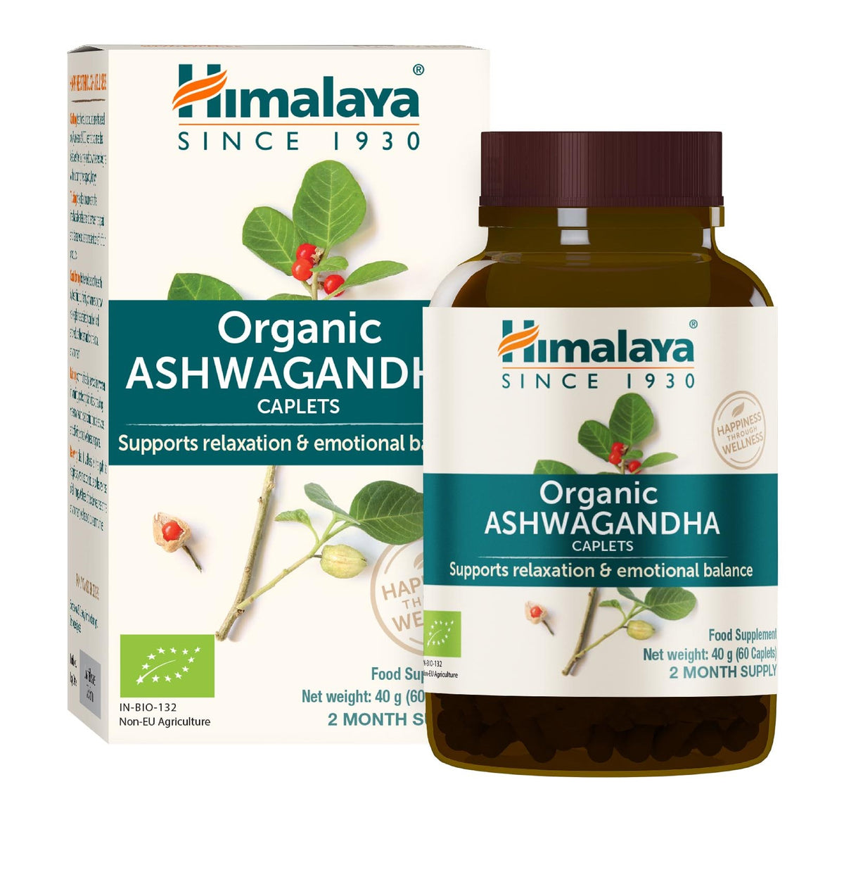 Ashwagandha Organic, Himalaya, 60 cápsulas