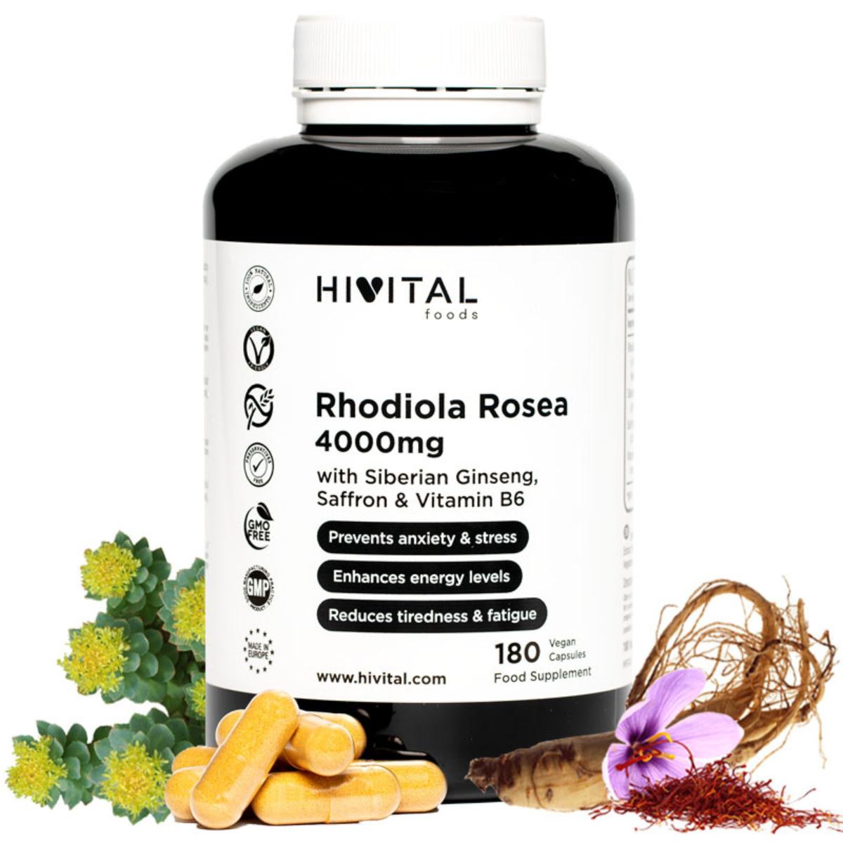Rhodiola Rosea 4000 mg 180 cápsulas veganas Hivital