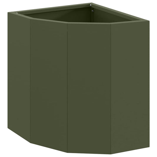 Macetero De Esquina Verde Oliva 30 X 30 X 35 Cm Acero_0
