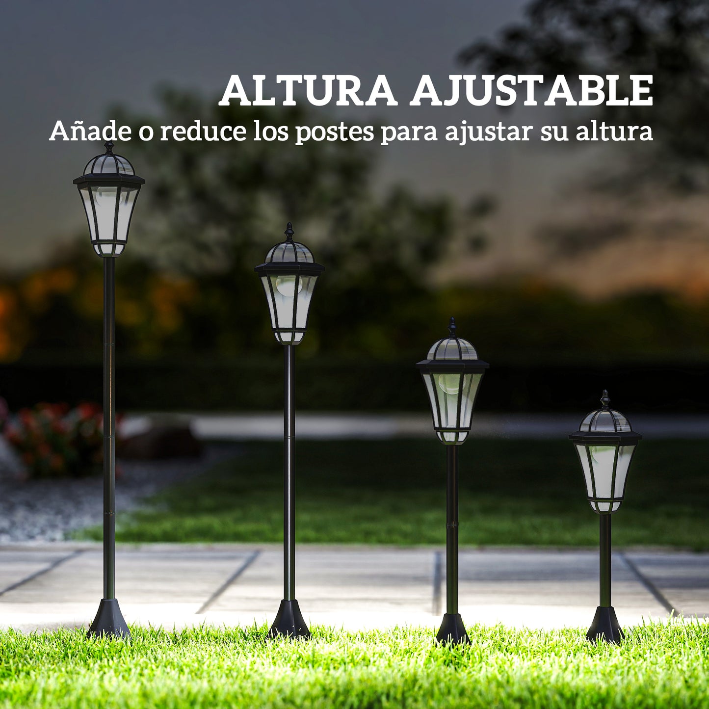 Outsunny 2 Farolas Solares 129 Cm Con 2 Luces Led Blanca 6000k Impermeable Ip44_5