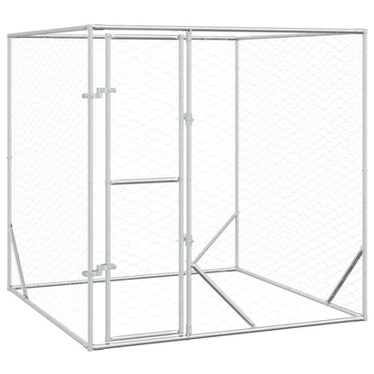 Perrera De Exterior Acero Galvanizado Plateado 2x2x2 M_0