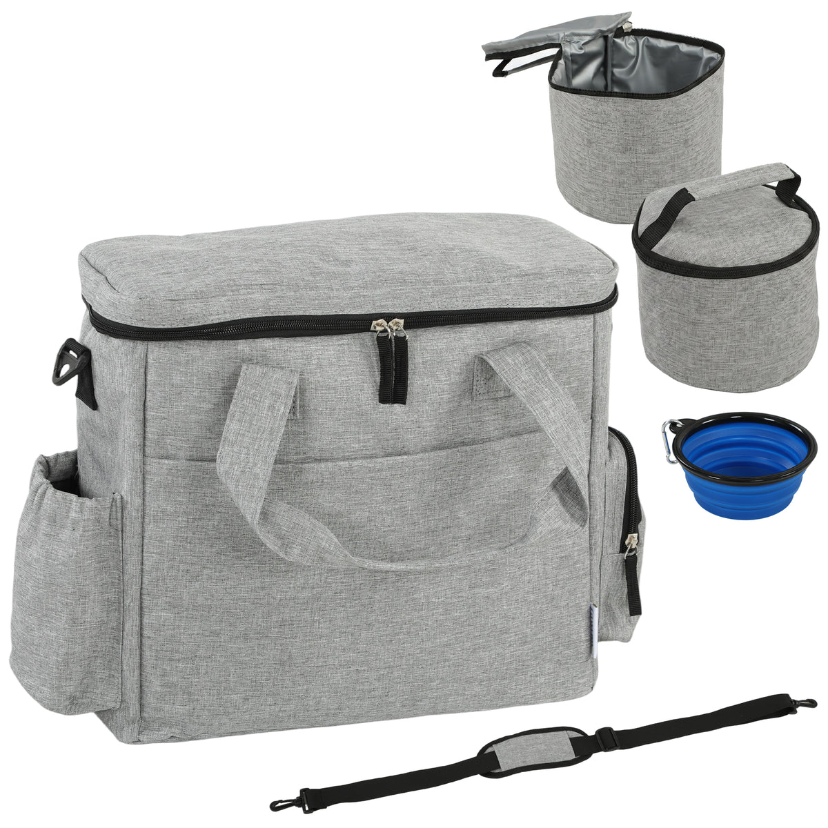 Pawhut Bolso De Viaje Para Perros Con 2 Contenedores De Pienso Y Cuenco Plegable_0