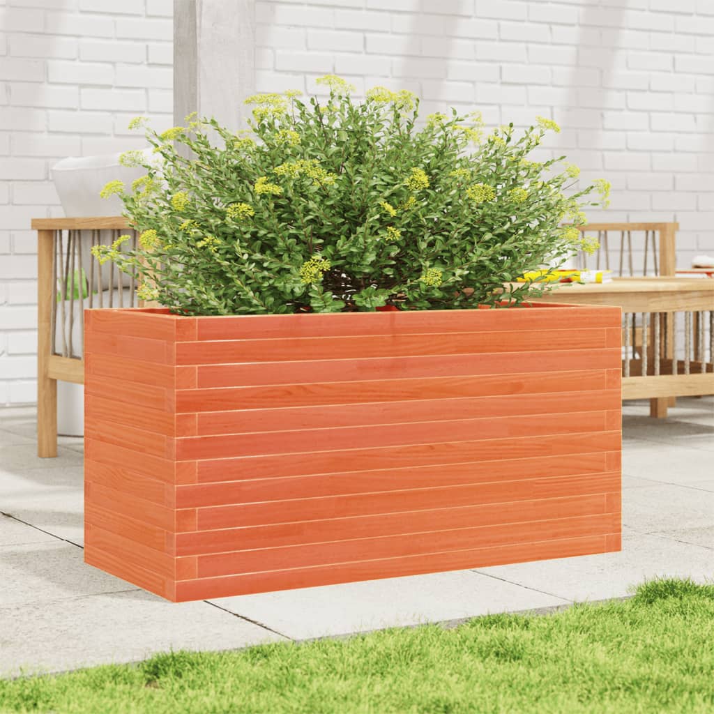Jardinera De Madera Maciza Pino Marrón Cera 90x40x46 Cm_2