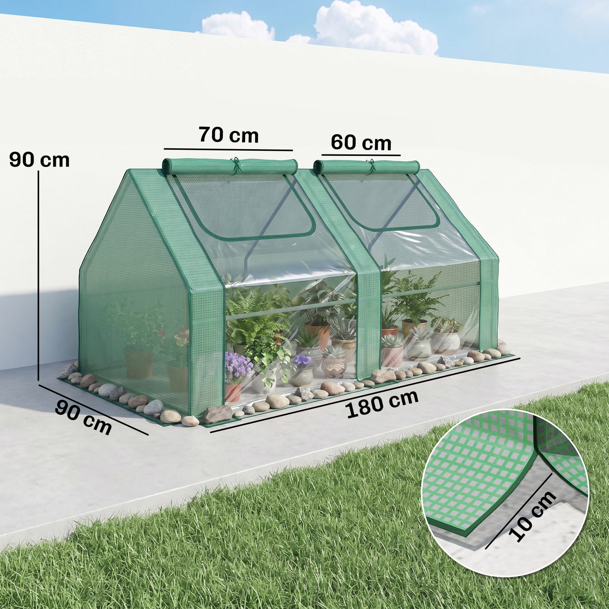 Invernadero De Terraza Outsunny Acero, Pvc Verde 180x90x90 Cm_2