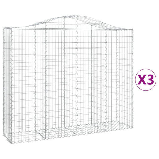 Cestas De Gaviones 3 Uds Forma De Arco Hierro 200x50x160/180 Cm_0