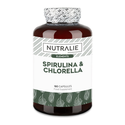Nutralie Espirulina &amp; Chlorella 1800mg energía y fuerza 180 cápsulas