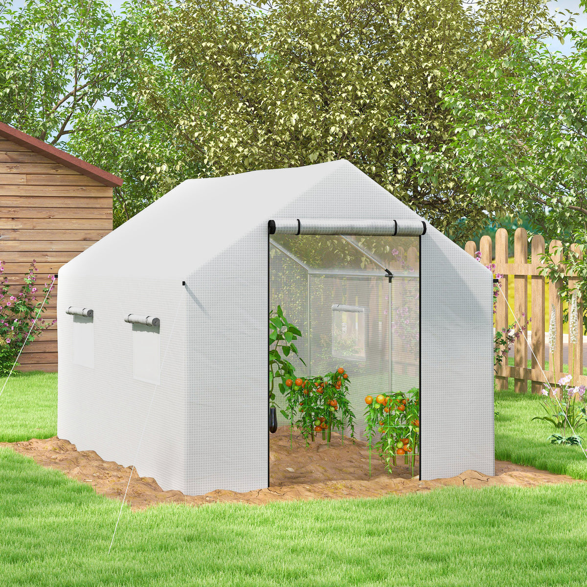 Outsunny Invernadero De Exterior 2x3x2 M Con 4 Ventanas De Malla Blanco_3