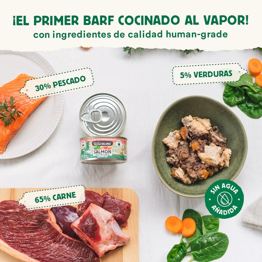 Lata de Salmón y Ternera BARF para gatos Wild Balance 120 g