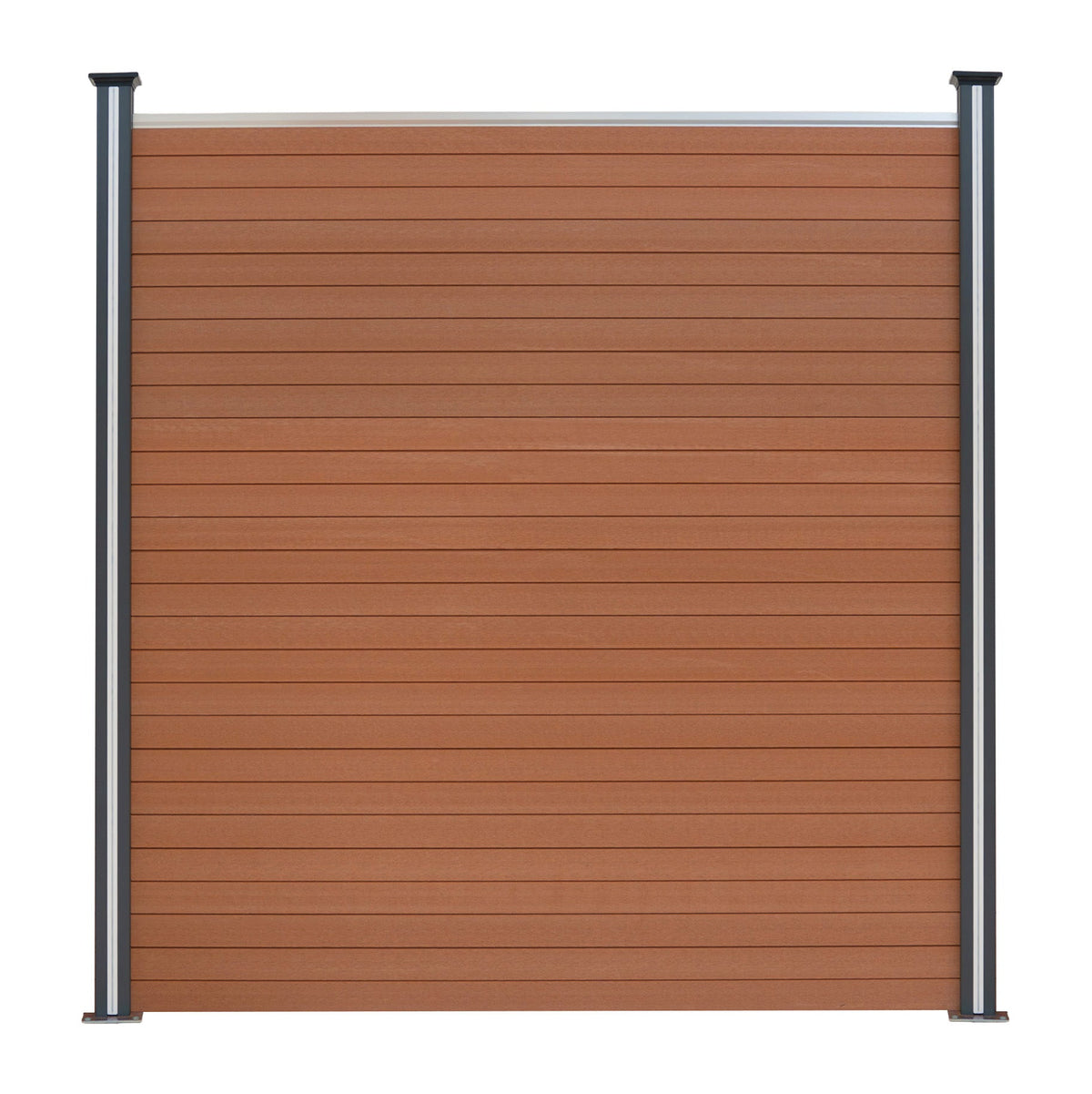 Vallas Para Exteriores De Wpc Y Aluminio - 1x Panel + 2x Postes | Marrón_2