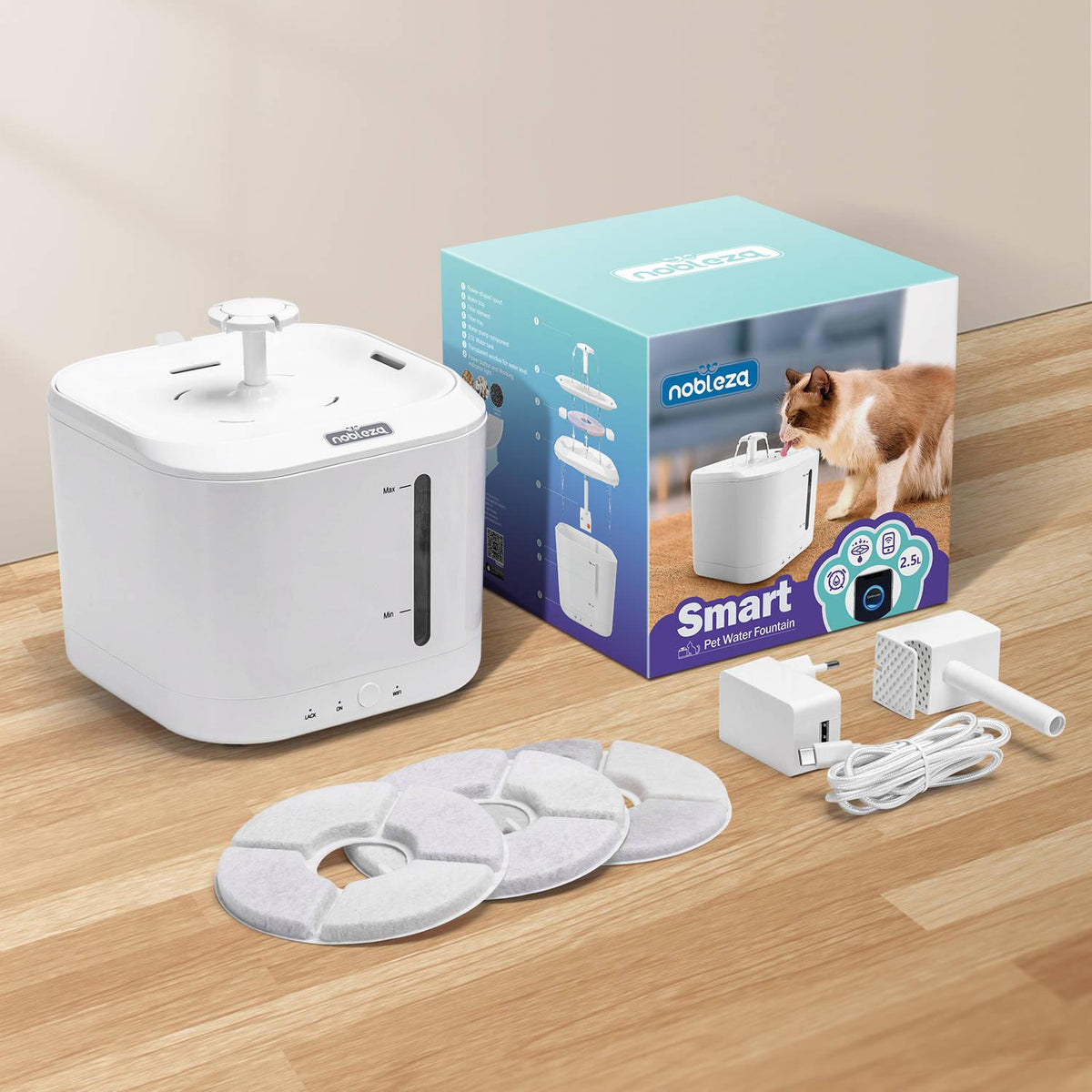 Bebedero Fuente de agua Smart para mascotas Nobleza 2,5 L