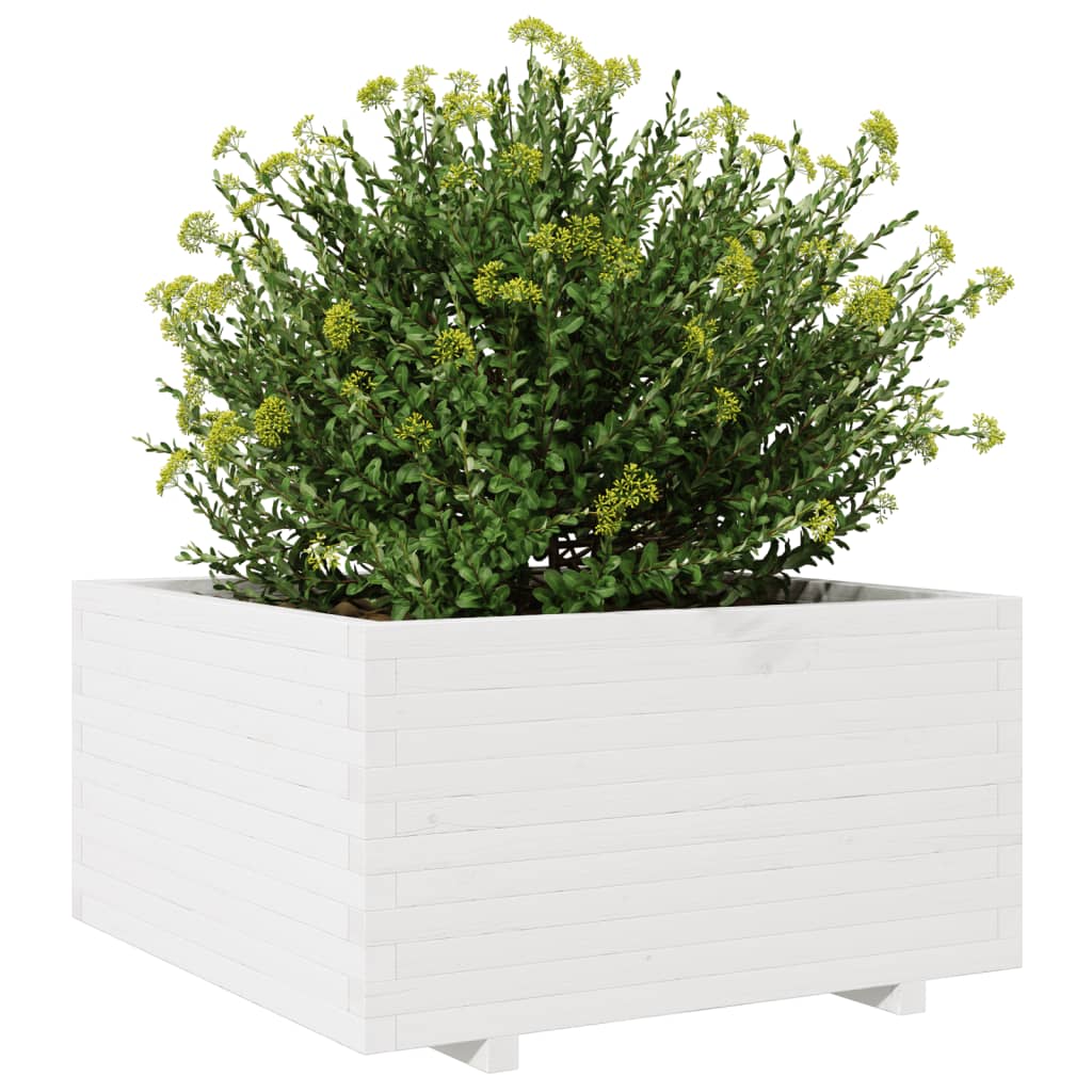 Jardinera Madera Maciza De Pino Blanco 90x90x49,5 Cm_3