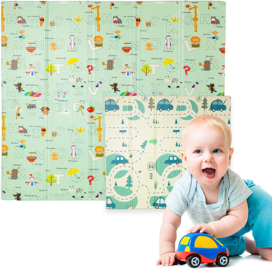 Alfombra Bebe, 1.5cm Grosor, Diseño Infantil, 200 X 180 Cm, Acolchada De Xpe, Reversible_0