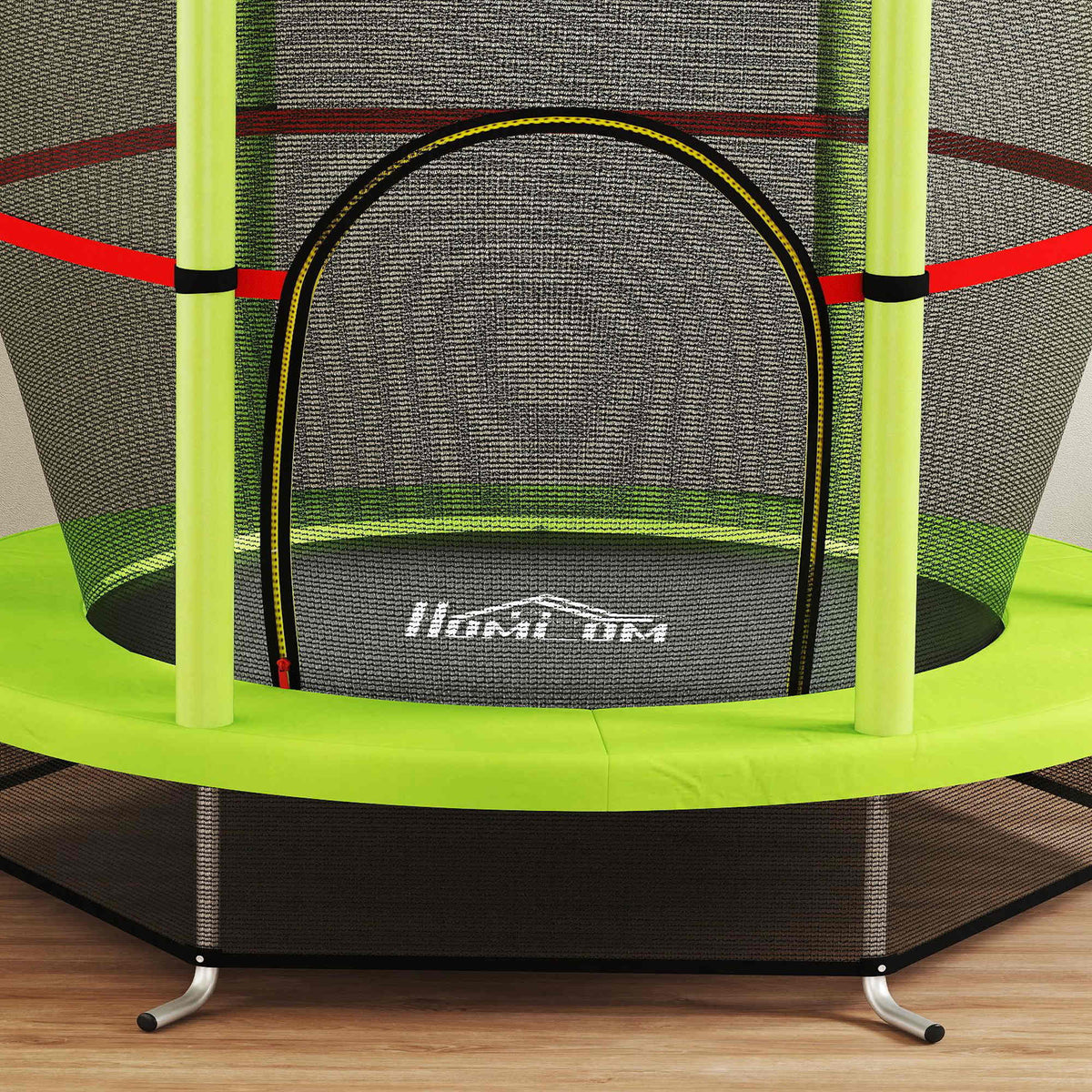 Homcom Cama Elástica Infantil Con Red De Seguridad Ø140x190 Cm Verde_3