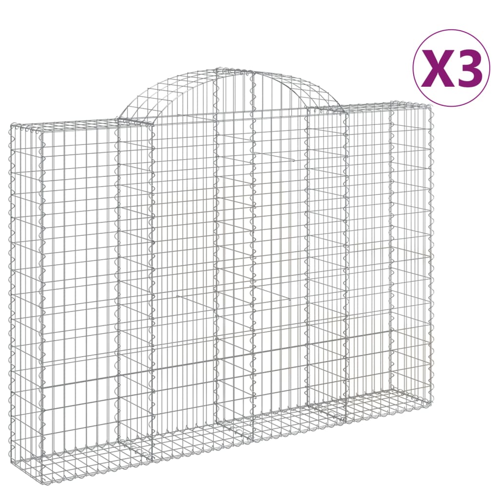 Cestas De Gaviones 3 Uds Forma De Arco Hierro 200x30x140/160 Cm_0