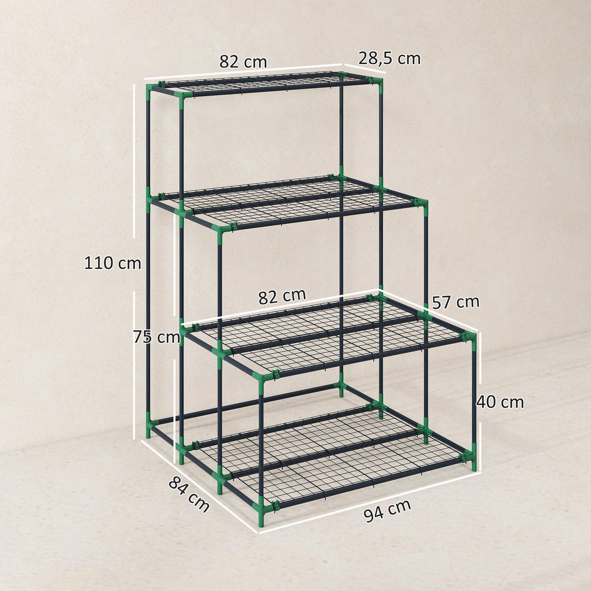 Soporte Para Plantas Outsunny Acero Verde 94x84x110 Cm_2