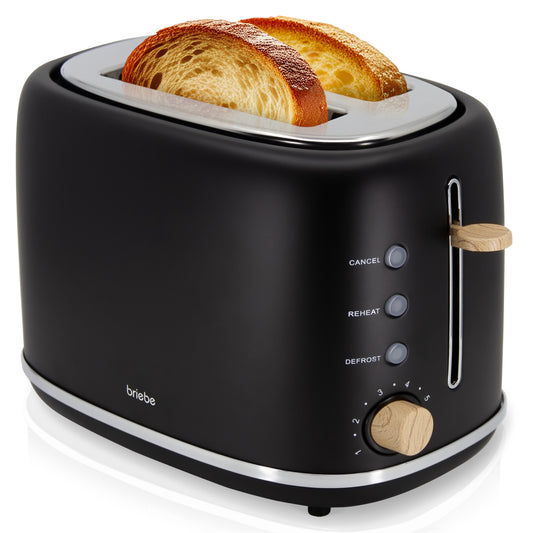 Briebe Nordic Tostadora Pan Ranura Ancha, Tostador 2 Rebanadas, 6 Niveles Tostado, Calientapanecillos, Ta1166blk, Negro_0