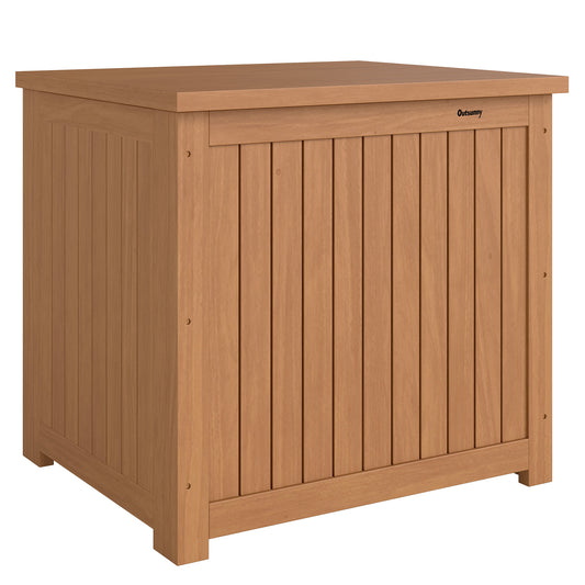 Baúl De Exterior Outsunny Madera De Abeto, Poliéster Marrón 63x51x58.5 Cm_0